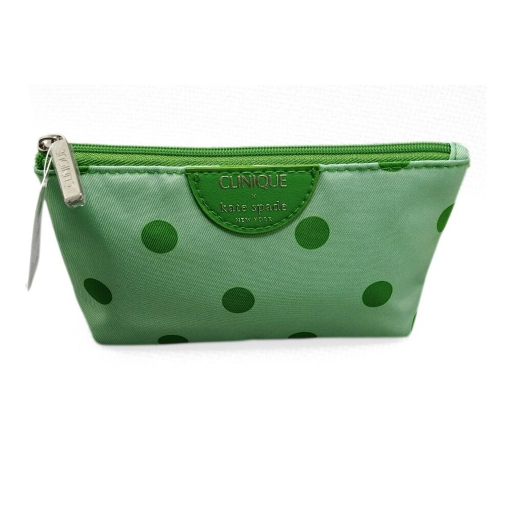 CLINIQUE Kate Spade Limited Edition Green Polka Dot Makeup Bag - Picture 8 of 8